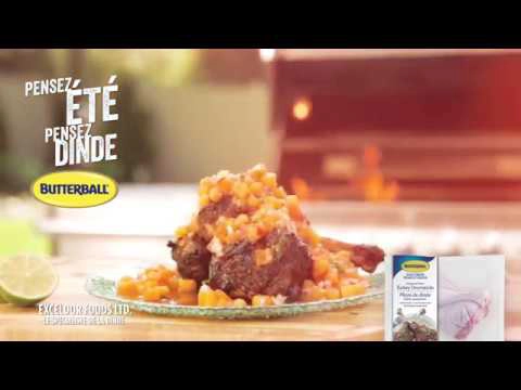 Pilons de dinde jerk au barbecue, salsa à la papaya