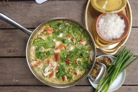 Leftover-Turkey-Shahir-Green-Curry-1-scaled Turkey green curry with cilantro and coconut.